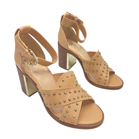 Vince Camuto VC-KERESHA Leather Open Toe Ankle Strap Sandals 8.5M Tan Brazil NEW - Picture 10 of 16